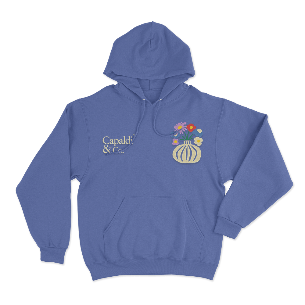 Capaldi & Co. Floral Vase Unisex Hoodie Blue Capaldi Co. Floral Vase Unisex Hoodie Blue
