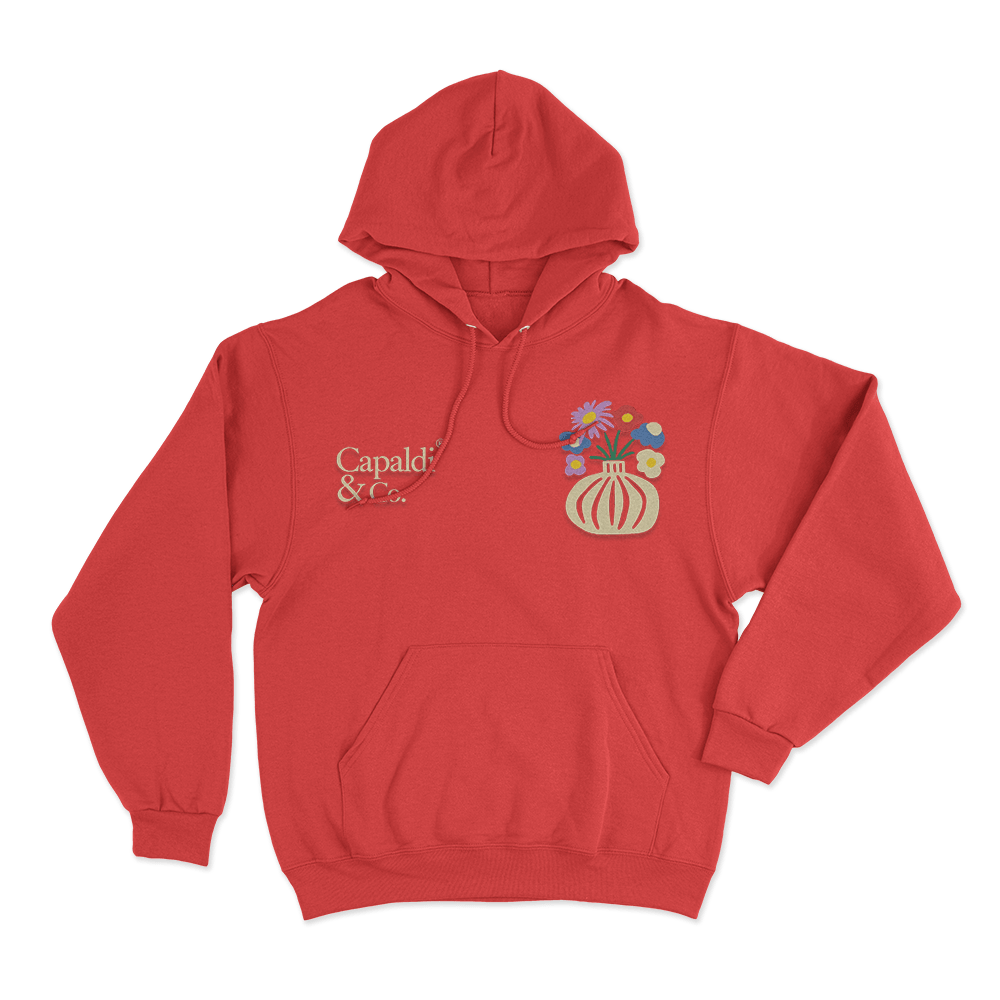 Capaldi & Co. Floral Vase Unisex Hoodie Red Capaldi Co. Floral Vase Unisex Hoodie Red