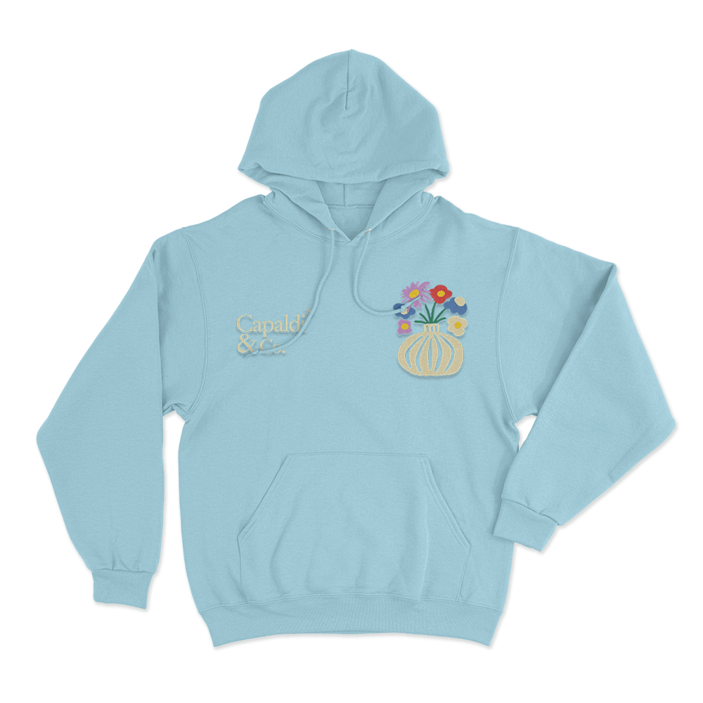 Capaldi & Co. Floral Vase Unisex Hoodie Sky Blue Capaldi Co. Floral Vase Unisex Hoodie Sky Blue