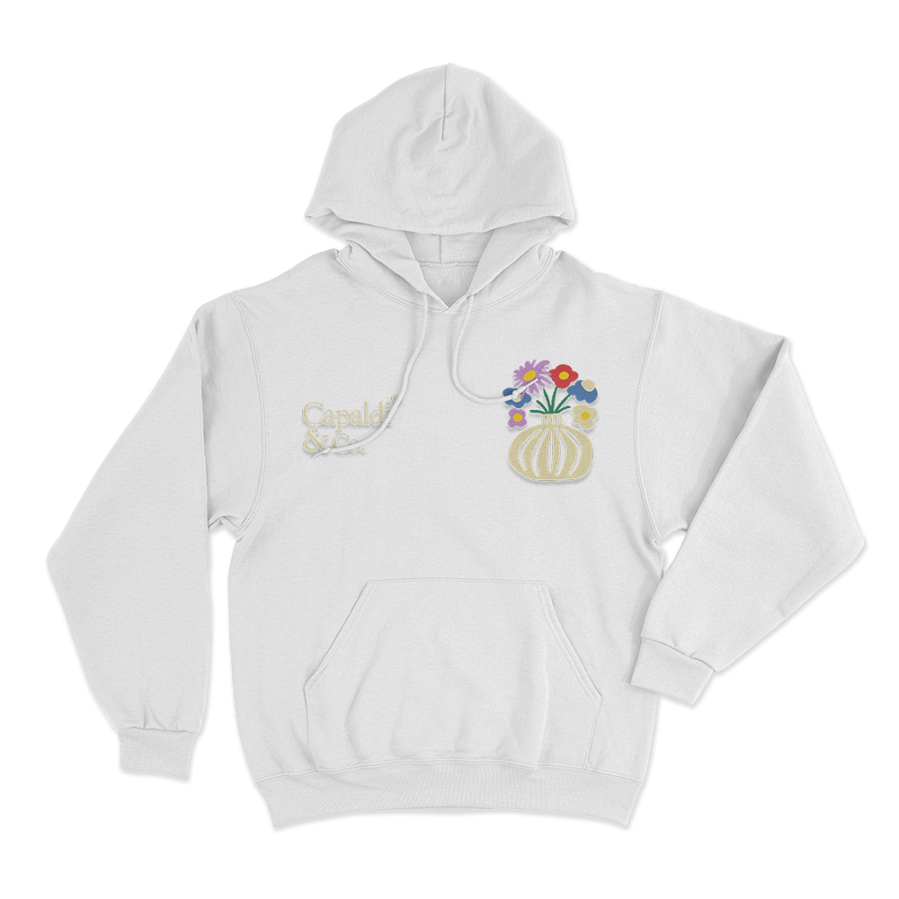 Capaldi & Co. Floral Vase Unisex Hoodie White Capaldi Co. Floral Vase Unisex Hoodie White