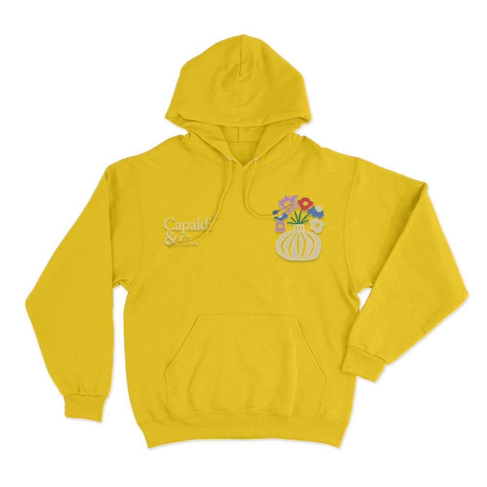 Capaldi & Co. Floral Vase Unisex Hoodie Yellow Capaldi Co. Floral Vase Unisex Hoodie Yellow